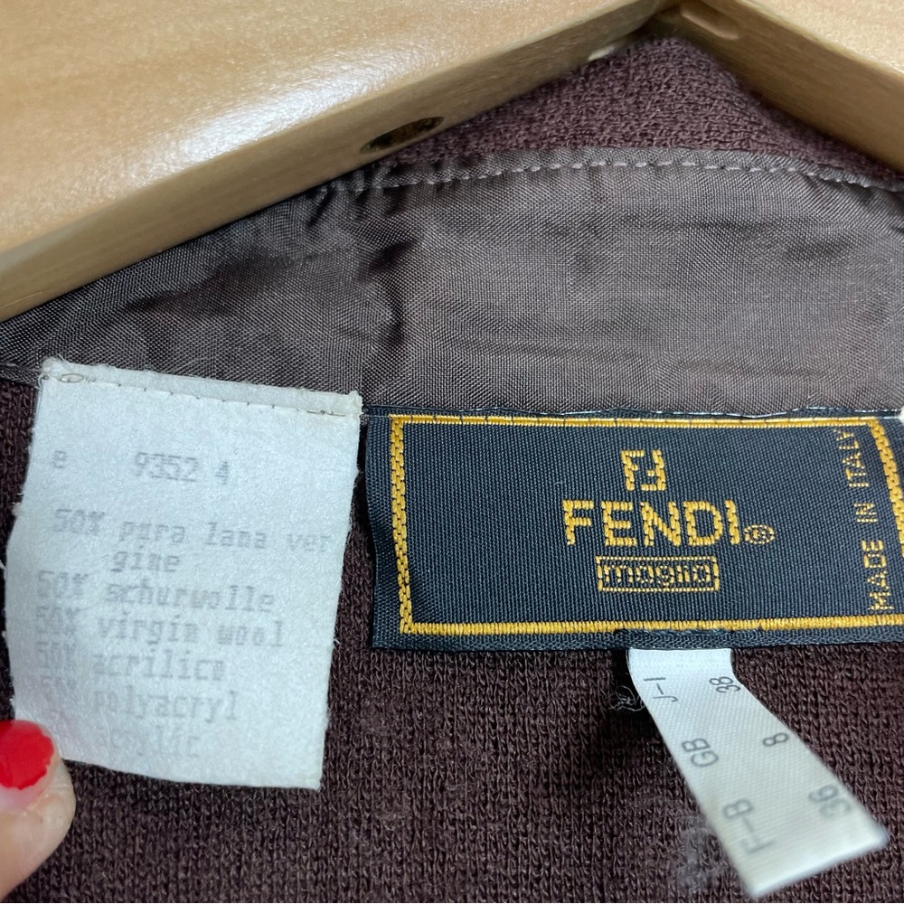 Vintage Fendi Button Down Brown Long Sleeve Fendin Button Size 4 - Picture 11 of 13